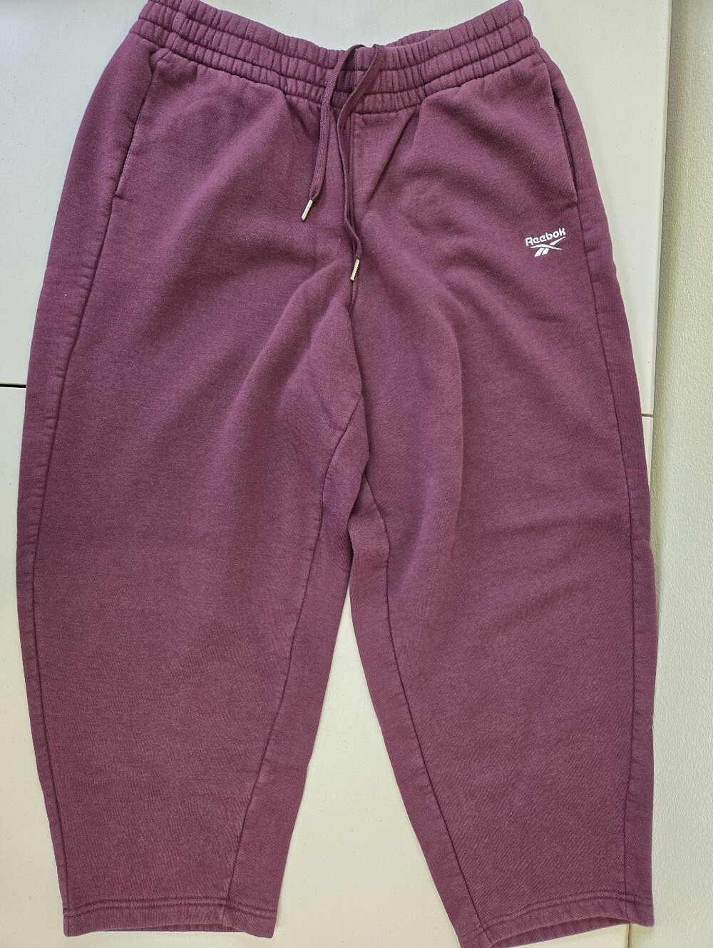 Reebok Barrel Leg Jogger Sweat Pants Plum Purple High Rise Size XL